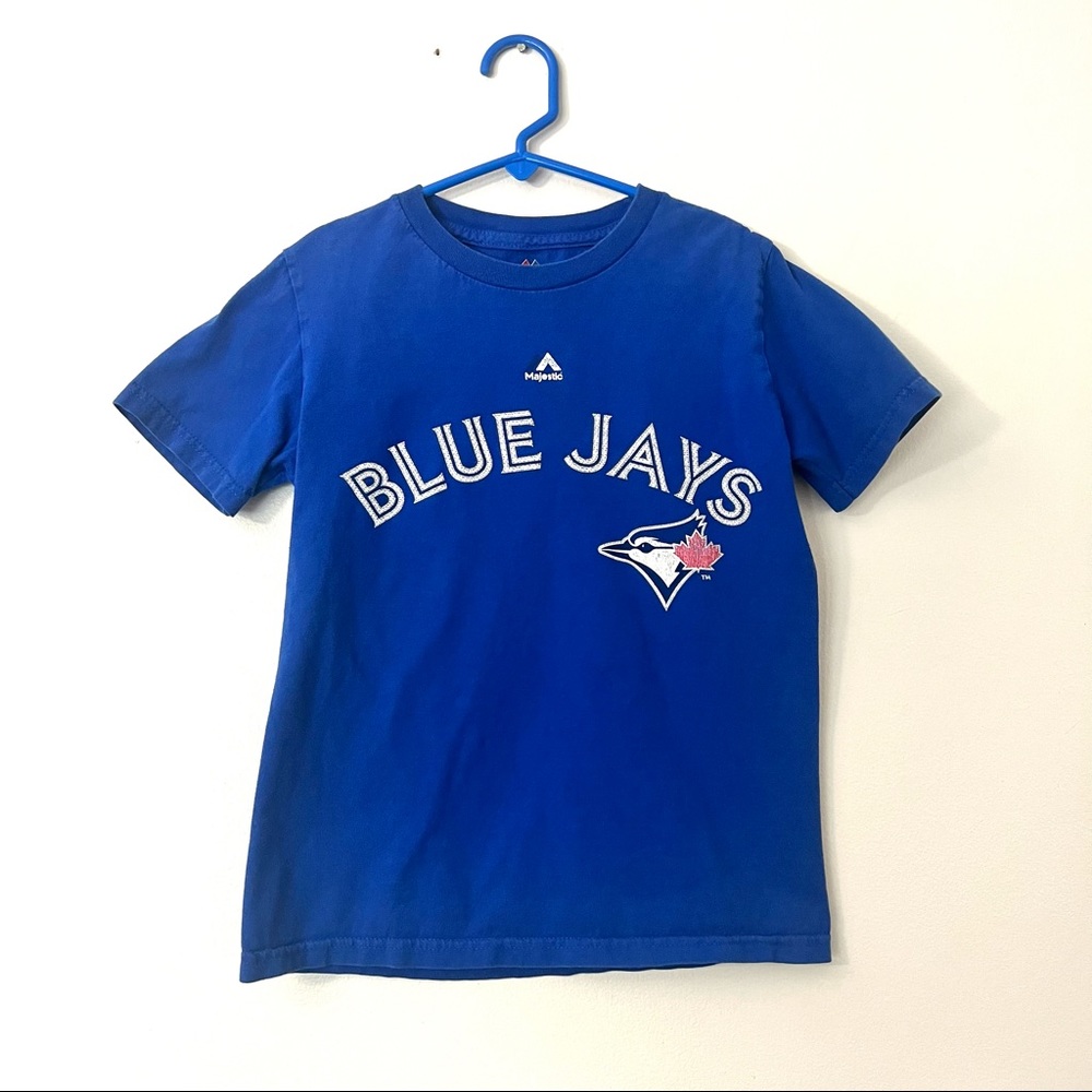 🔥2/10 Boys Blue Jays MLB Majestic T-shirt short sleeve blue small 8